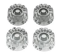 Musiclily Pro Dimensioni Pollici Manopole Cilindriche Knurled Speed Knobs per Chitarra Elettrica Les Paul Style USA, Argento(Set di 4)