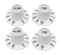 Musiclily Pro Fino 24 Splines Manopole Witch Hat Tone Volume Knobs per Pedale Effetto Amplificatore Chitarra Elettrica Basso, Bianco(Set 2T2V)