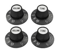 Musiclily Pro Fino 24 Splines Manopole Witch Hat Tone Volume Knobs per Pedale Effetto Amplificatore Chitarra Elettrica Basso, Nero(Set 2T2V)