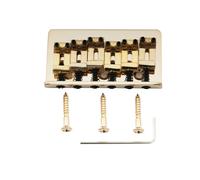 Musiclily Pro Gold 54mm Steel Hardtail Fixed Guitar Bridge Vintage Bent Saddle