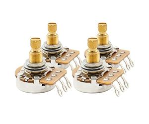 Musiclily Pro HD A500K+B500K Ottone Metrica Grosso 18 Scanalature Potenziometro Audio Linear Split Shaft per Chitarra Elettrica tipo Import Strat e Basso (2 2B)