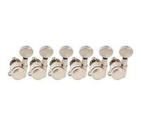 Musiclily Pro Mancino 6 in Linea Set Meccaniche Autobloccanti 18:1 Ratio Locking Tuners con Paletta Ovale Vintage Vite 45° per Chitarra Elettrica tipo Strat Tele, Nickel