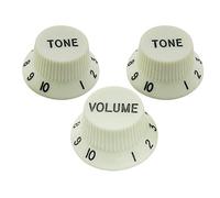 Musiclily Pro Metrica 18 Splines Manopole 1 Volume 2 Tono Strat Knobs Set per Asia Import Chitarra Basso Split Shaft Pots, Mint Green