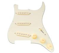 Musiclily Pro SE Standard SSS Battipenna Precablato Pre-Wired Loaded Pickguard con Staggered Alnico 5 Single Coil Pickups per Chitarra Elettrica tipo Strato, 3 strati Crema