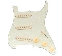 Musiclily Pro SE Standard SSS Battipenna Precablato Pre-Wired Loaded Pickguard con Staggered Alnico 5 Single Coil Pickups per Chitarra Elettrica tipo Strato, 4 strati Aged White Pearl
