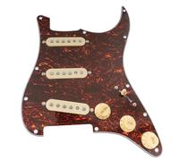 Musiclily Pro SE Standard SSS Battipenna Precablato Pre-Wired Loaded Pickguard con Staggered Alnico 5 Single Coil Pickups per Chitarra Elettrica tipo Strato, 4 strati Red Tortoise