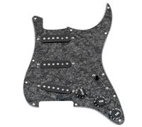 Musiclily Pro SE Standard SSS Battipenna Precablato Pre-Wired Loaded Pickguard con Staggered Alnico 5 Single Coil Pickups per Chitarra Elettrica tipo Strato, 4 strati Black Pearl