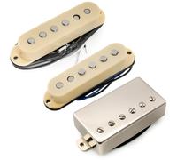 Musiclily Pro ST-60SE Alnico 5 Staggered Pickup Single Coil e Humbucker Coperto HSS Manico Centrale Ponte Set per Chitarra Elettrica tipo Strat, Crema