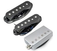 Musiclily Pro ST-60SE Alnico 5 Staggered Pickup Single Coil e Humbucker Coperto HSS Manico Centrale Ponte Set per Chitarra Elettrica tipo Strat, Nero