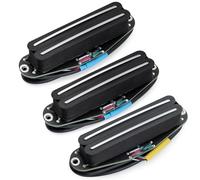 Musiclily Pro ST-DPHC Ceramico Pick Up Humbucker Formato Single Coil Super Distortion Manico Centrale Pickups Set per Chitarra Elettrica tipo Strat, Corpo Nero Rail Cromato