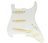 Musiclily Pro Standard SSS Battipenna Precablato Pre-Wired Loaded Pickguard con Artec Staggered Alnico 5 Single Coil Pickups per Chitarra Elettrica tipo Strato, 3 strati Aged White