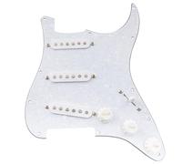 Musiclily Pro Standard SSS Battipenna Precablato Pre-Wired Loaded Pickguard con Artec Staggered Alnico 5 Single Coil Pickups per Chitarra Elettrica tipo Strato, 4 strati White Pearl