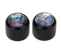 Musiclily Pro Tradizionale Metrica Push-on Abalone Top Manopole in Metallo Dome Knobs per Chitarra Elettrica Telecaster o Basso, Nero (Set di 2)