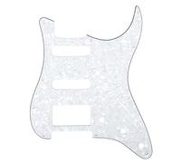 Musiclily SSH 11 Fori Strat Battipenna Chitarra Pickguard per Fender USA/Messico Stratocaster Standard Stile Moderno,4 strati White Pearl