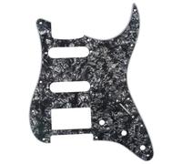 Musiclily SSH 11 Fori Strat Battipenna Chitarra Pickguard per Fender USA/Messico Stratocaster Standard Stile Moderno,4 strati Black Pearl