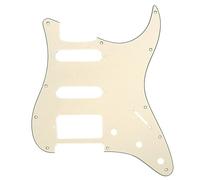 Musiclily SSH 11 Fori Strat Battipenna Chitarra Pickguard per Fender USA/Messico Stratocaster Standard Stile Moderno,3 strati Crema