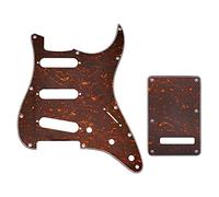 Musiclily SSS 11 Fori Strat Battipenna e Piastra Copri Molle Set per Chitarra Elettrica Fender USA/Messico Stratocaster Standard Stile Moderno,4 strati Red Tortoise