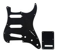 Musiclily SSS 11 Fori Strat Battipenna e Piastra Copri Molle Set per Chitarra Elettrica Fender USA/Messico Stratocaster Standard Stile Moderno,3 strati Negro