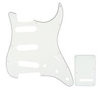 Musiclily SSS 11 Fori Strat Battipenna e Piastra Copri Molle Set per Chitarra Elettrica Fender USA/Messico Stratocaster Standard Stile Moderno,3 strati Pergamena