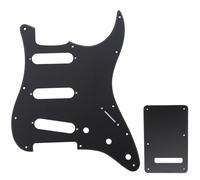 Musiclily SSS 11 Fori Strat Battipenna e Piastra Copri Molle Set per Chitarra Elettrica Fender USA/Messico Stratocaster Standard Stile Moderno,1 strato Nero Opaco