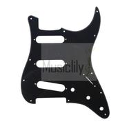 Musiclily 11 Fori SSS Battipenna Strat Pickguard per Chitarra Elettrica Fender USA/Messico Stratocaster Standard Stile Moderno,1 strato Nero