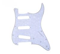 Musiclily 11 Fori SSS Battipenna Strat Pickguard per Chitarra Elettrica Fender USA/Messico Stratocaster Standard Stile Moderno,4 strati White Pearl