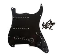 Musiclily SSS Battipenna Precablato Pre-Wired Loaded Pickguard con Pickup Single Coil Ceramica Set per Chitarra Elettrica tipo Strat, 3 strati Nero