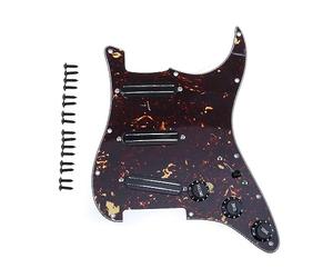 Musiclily SSS Battipenna Precablato Pre-Wired Loaded Strat Pickguard con Hot Rail Humbucker Pickup Formato Single Coil Set per Chitarra Elettrica Fender Squier Strat, 4 Strati Tortoise Shell
