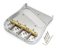 Musiclily Ultra 54mm Curvo Ponte Telecaster Compensato 3 Sellette Piastra in Ottone per Chitarra Elettrica tipo Tele, Cromato