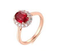 Musihy 18K Anelli Oro Rosa, Anello di Fidanzamento Halo per Donna con Rubino e moissanite Creati in Laboratorio da 2 carati, Taglia 17