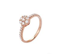 Musihy 9K Anelli Oro Rosa Donna, Anelli di Fidanzamento con Diamanti Creati in Laboratorio Tennis Flower da Donna, 0,5 ct, Taglia 22