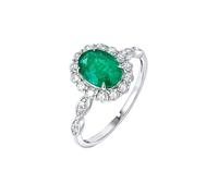 Musihy 9K Anello Oro Bianco, Anello da Donna con promessa di Infinito in Diamanti da 0,35 ct e Rubino Ovale a Forma di Fiore da 0,9 ct, Taglia 25