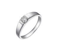 Musihy 9K Anello Proposta Matrimonio Oro Bianco Uomo, Anello di Fidanzamento con promessa Solitario Opaco Semplice e Classico per Uomo con Diamante, Taglia 21