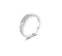 Musihy Anello Donna Oro Bianco, Anello di fidanzamento a catena cava con moissanite e stella