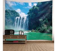 Musihy Arazzo da Parete Paesaggio, Arazzi Camera da Letto Scenario di Cascata Bianco Verde Blu Arazzo per Camera da Letto Dormitorio Decor | 210x140cm
