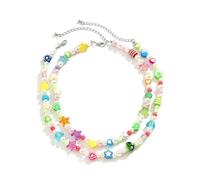 Musihy Catena Collana, Collane a Catena in Acrilico Fiore Stella Cuore e Perla da Uomo Colorato, 47CM