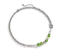 Musihy Catena Collana Uomo, Collane a Catena in Acciaio al Titanio Perlina Quadrata Geometrica con Lettera B da Uomo Argento, 55CM