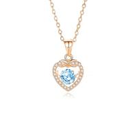 Musihy Ciondolo Collana Donna, Collana Donna Ciondolo a forma di cuore infinito con moissanite/topazio rotondo da 6 mm, 40+5cm