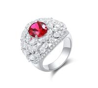 Musihy Donna Argento Anello con rubino e moissanite creati in laboratorio da 3,75 ct, Taglia 8