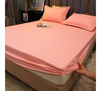 Musihy Set Lenzuola con Angoli e Federe 200 x 220cm - Lenzuolo Coprimaterasso Matrimoniale con 2 Federe in Fibra di bambù Tinta unita Protezioni Per Materassi, Rosa
