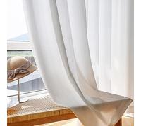 Musihy Tenda Semioscurante da Interno, 86x115cm Solido Bianco Rughe Testurizzato Tende filtranti per la camera da letto, il soggiorno in Poliestere, Bianco, Rod Pocket