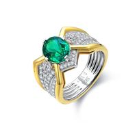 Musihy Uomo Argento Anello con promessa speciale per lui con smeraldo e moissanite creati in laboratorio da 2,13 ct, Taglia 16