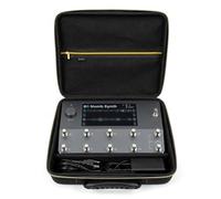 Musiin Custodia per processore di effetti digitali per chitarra, compatibile con Neural DSP Quad Cortex, custodia portatile con tasca in rete, scomparto per cavi, cerniera dorata e maniglia (Gold Tone