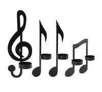 Musiin European Style Musical Note Wall Candle Holder, Wall Decor, Elegant Black Wrought Iron Design, Suitable for Living Room and Music Room Decoration (4 Sets)