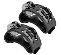 Musiin Foot Tambourine Percussion Instrument, 2 Packs Pedal with Steel Jingles, Suitable for Drum and Guitar Playing, Foot Percussion Instrument Vibrator with Adult Elastic Band (Black)