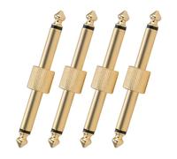 Musiin Guitar Single Block Connection Line Audio Jack Connector Straight Gold Effects Pedal Ultra Short Patch Cable (4 Sets)