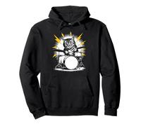 Musik Cat che suona la batteria strumento su Cat Drummer Felpa con Cappuccio