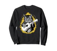 Musik Cat che suona lo strumento Ukulele su Ukulelist Cat Felpa