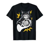 Musik - Gatto che suona lo strumento di corno francese su Cat Horn Maglietta