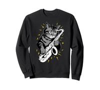 Musik - Sassofonista con gatto che suona il sassofonista Felpa